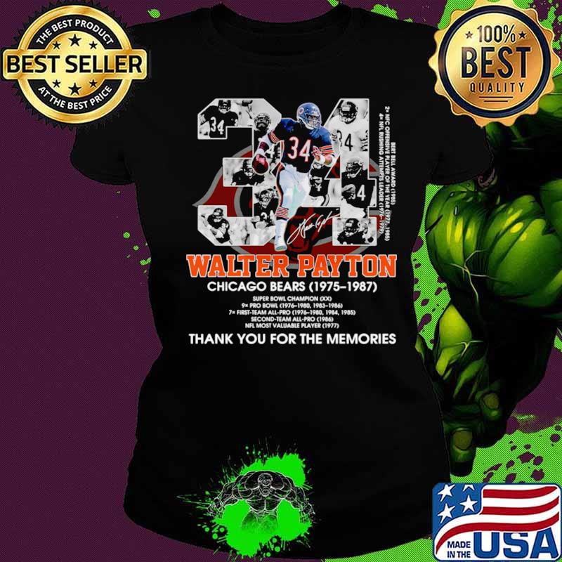 34 walter payton chicago bears thank you for the memories Ladies tee 34 walter payton chicago bears thank you for the memories Ladies tee