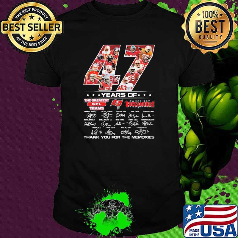 47 Years Of Tampa Bay Buccaneers Thank You For The Memories Signature Shirt