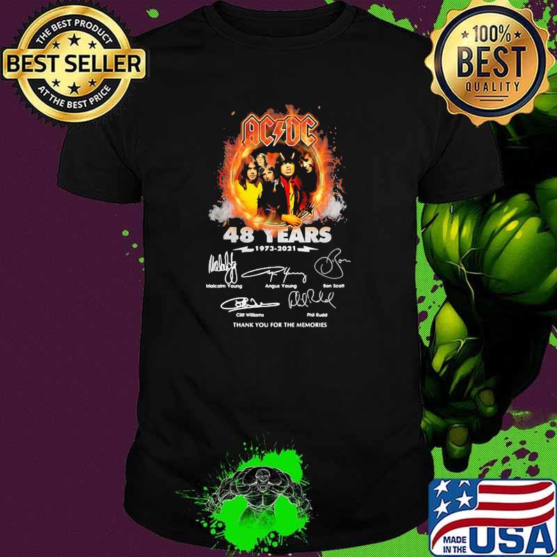 48 Years Of AcDc 1973 2021 Thank You For The Memories Signature Shirt