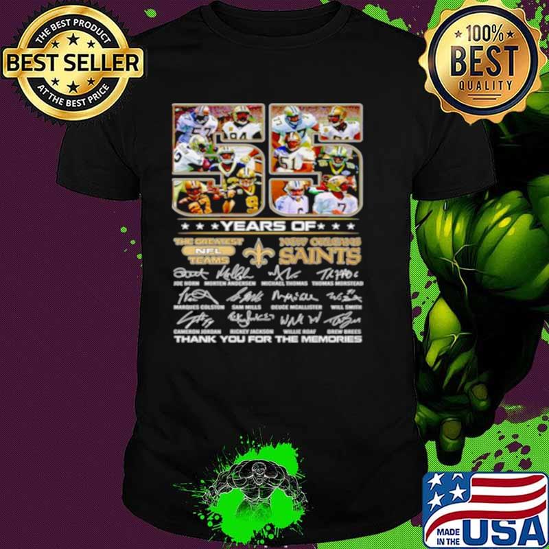 55 Years Of The Greatest Nfl Teams New Orleans Saints Thank You For The Memories Signature Shirt