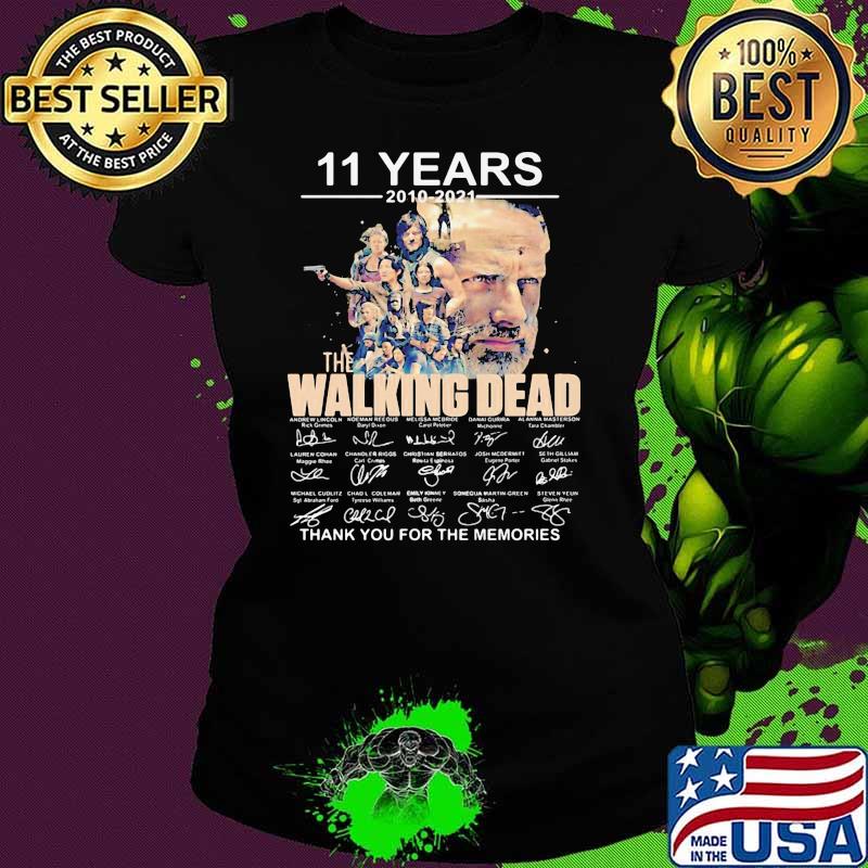 11 Years 2010 2021 The Walking Dead Thank You For The Memories Signature Shirt Ladies tee 11 Years 2010 2021 The Walking Dead Thank You For The Memories Signature Shirt Ladies tee