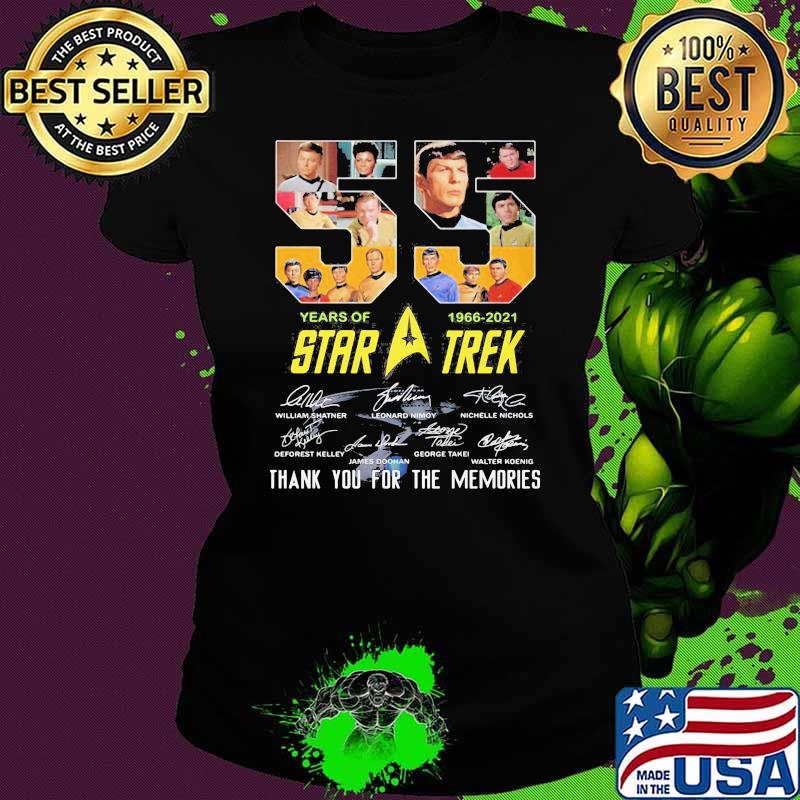 55 Years 1966 2021 Star Trek Wars Thank You For The Memories Signature Shirt Ladies tee 55 Years 1966 2021 Star Trek Wars Thank You For The Memories Signature Shirt Ladies tee