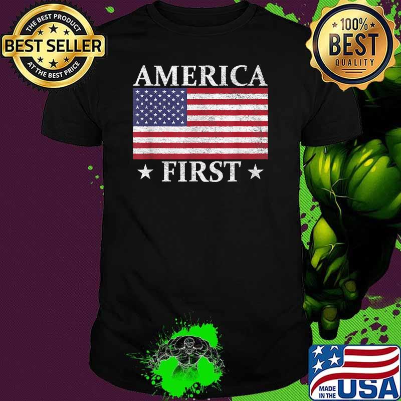 AMERICA FIRST USA AMERICAN FLAG PATRIOT STARS AND STRIPES Shirt
