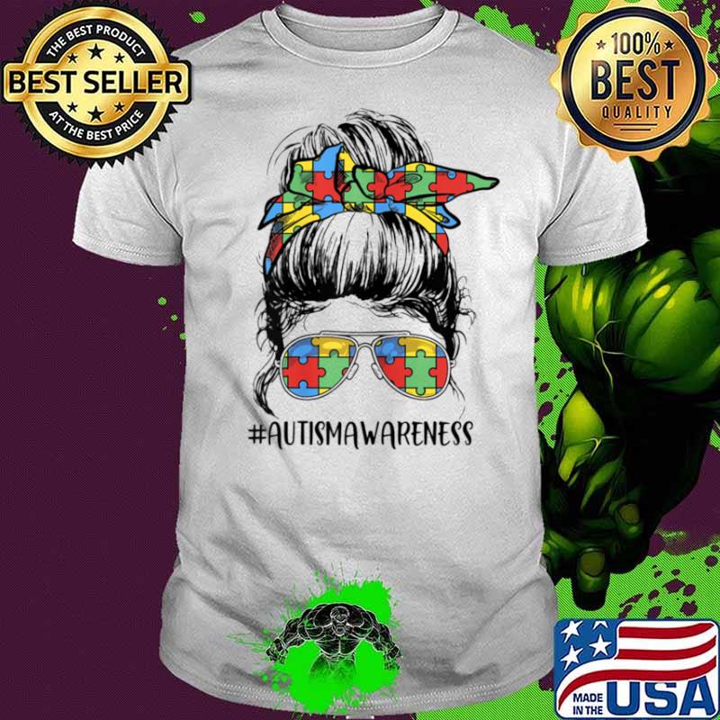 Autism Mom Messy Bun Girl Puzzle Piece Mother’s Day Shirt