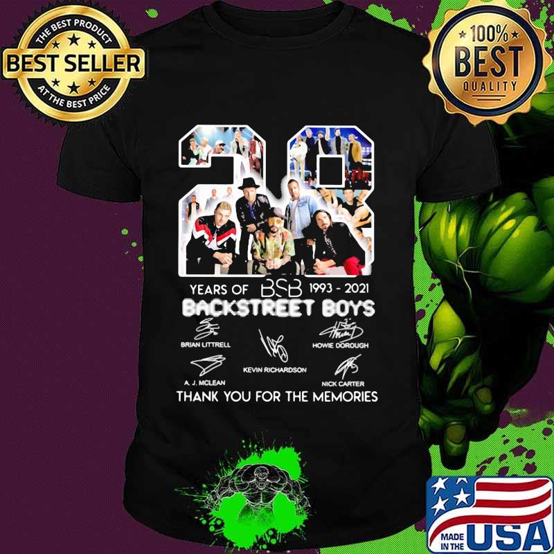 28 years of 1993 2021 backstreet boys thank you for the memories signature shirt