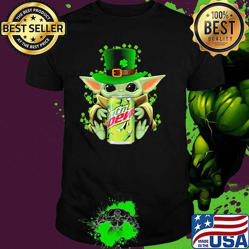 Baby Yoda Hug Mtn Dew Irish Patricks Day Shirt