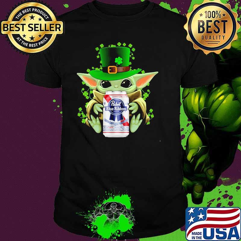 Baby Yoda Hug Pabst Blue Ribbon Irish Patricks Day Shirt