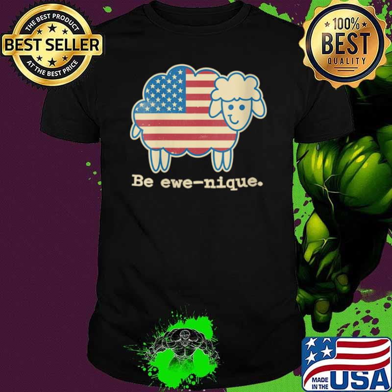 Be EweNique Sheep Vintage American Flag Patriotic shirt