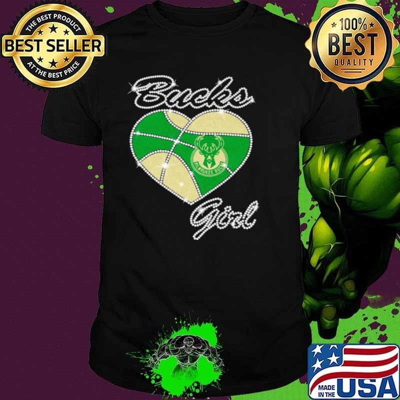 Bucks Girl Milwaukee Bucks Heart Diamond Shirt