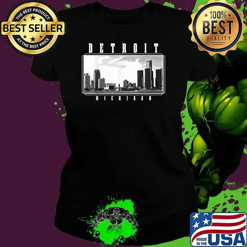 Detroit Skyline Michigan Pride Black Shirt Ladies tee Detroit Skyline Michigan Pride Black Shirt Ladies tee