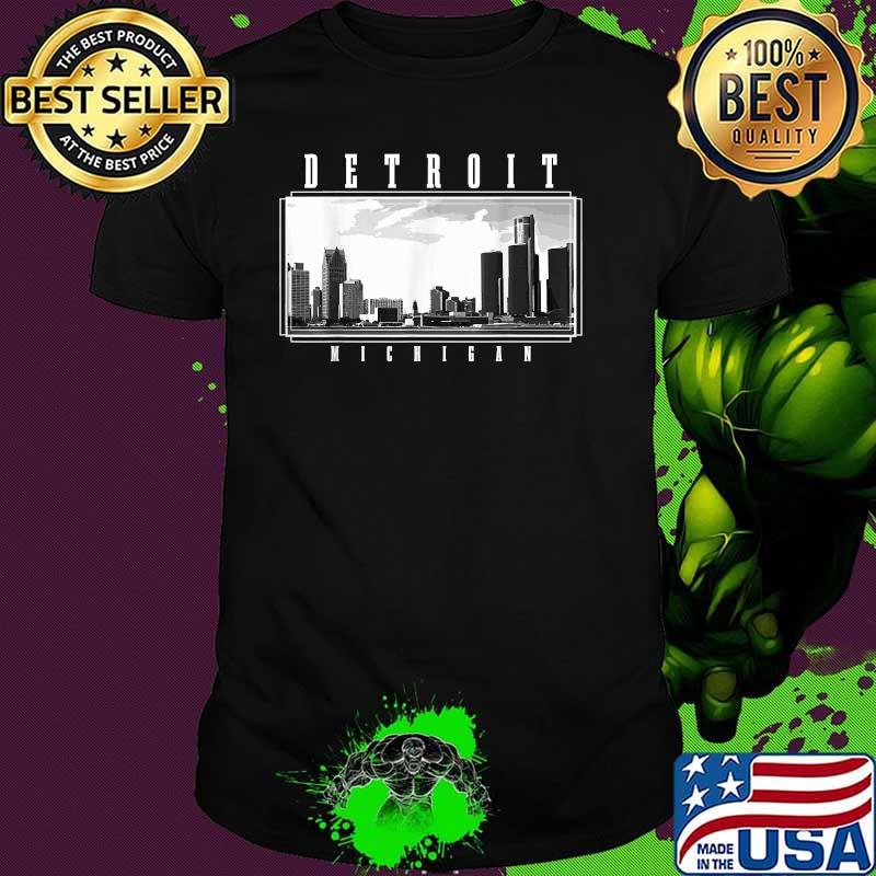Detroit Skyline Michigan Pride Black Shirt
