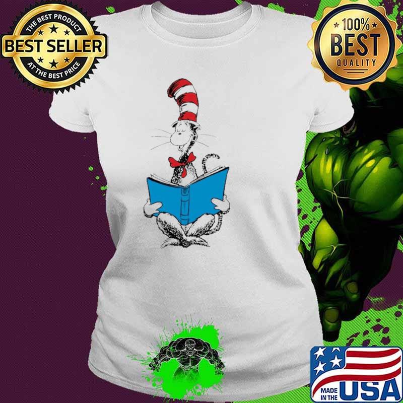 Dr. Seuss Reading Cat Shirt Ladies tee Dr. Seuss Reading Cat Shirt Ladies tee