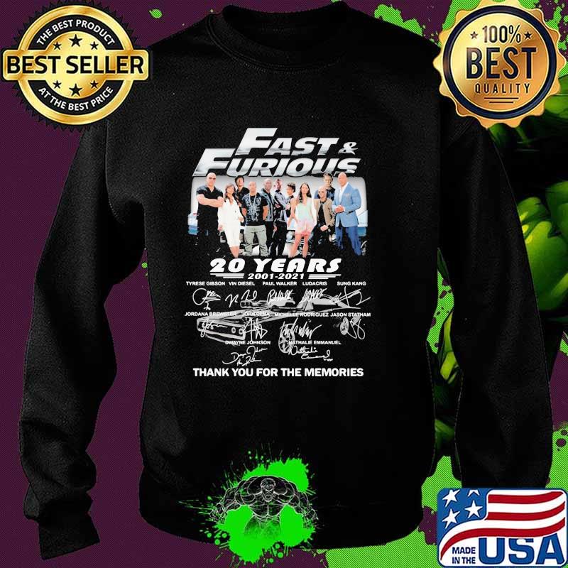 Fast And Furious 20 Years 2001 2021 Thank You For The Memories Shirt Sweater Fast And Furious 20 Years 2001 2021 Thank You For The Memories Shirt Sweater