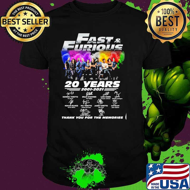 Fast And Furious 20 Years 2001 2021 Thank You For The Memories Signature Shirt