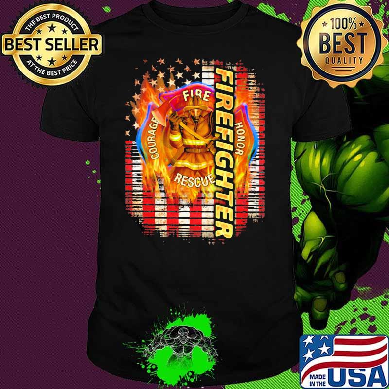 Firefighter American flag shirt
