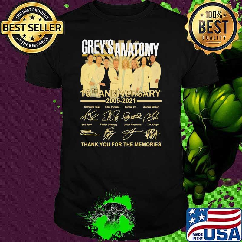 Grey’s Anatomy 16th Anniversary 2005 2021 Thank You For The Memories Shirt