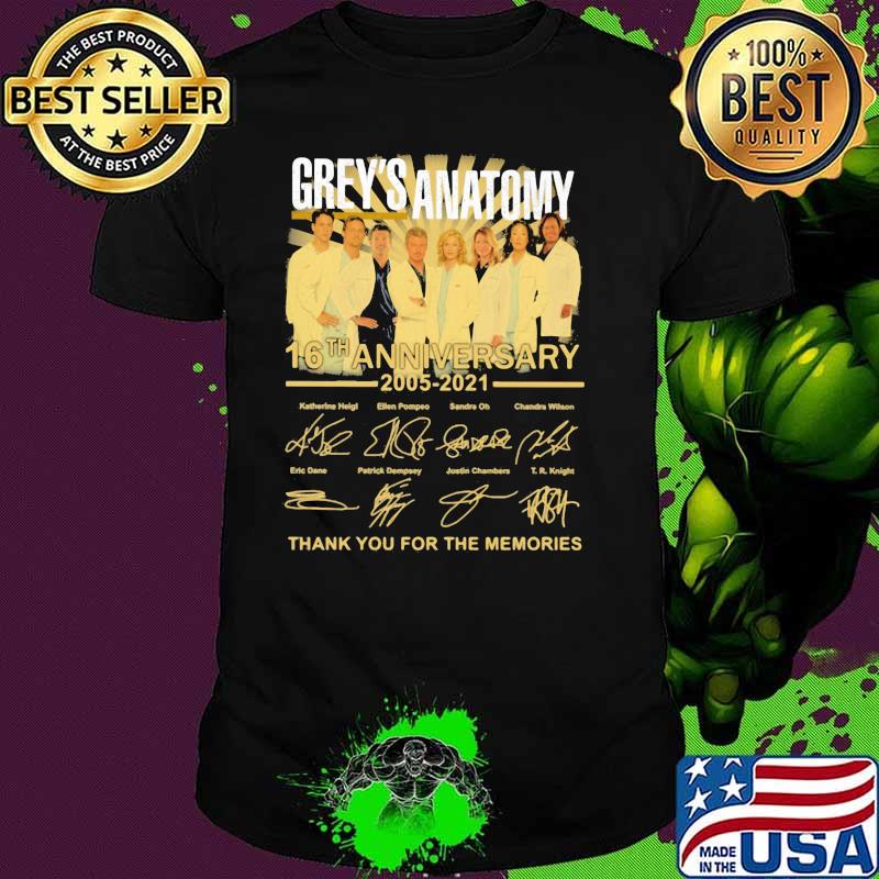 Grey’s Anatomy 16th Anniversary 2005 2021 Thank You For The Memories Signature Shirt
