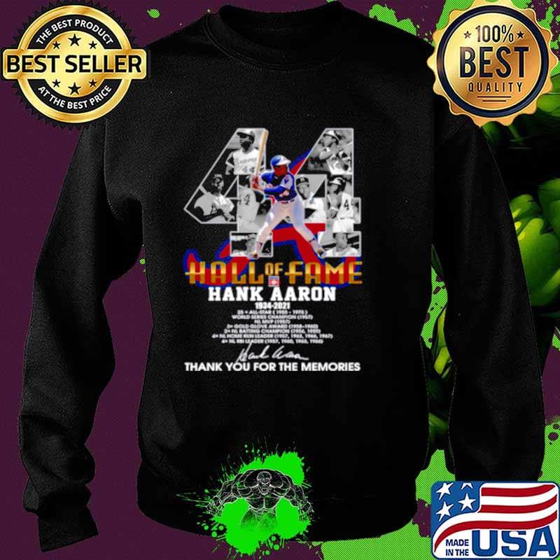 Hall Of Fame Hank Aaron 1934 2021 Signature Thanks For The Memories Sweater Hall Of Fame Hank Aaron 1934 2021 Signature Thanks For The Memories Sweater