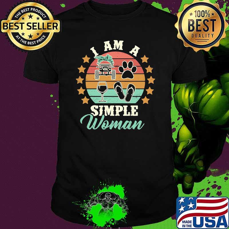 I Am A Simple Woman Wine Tractor Cat Vintage Shirt