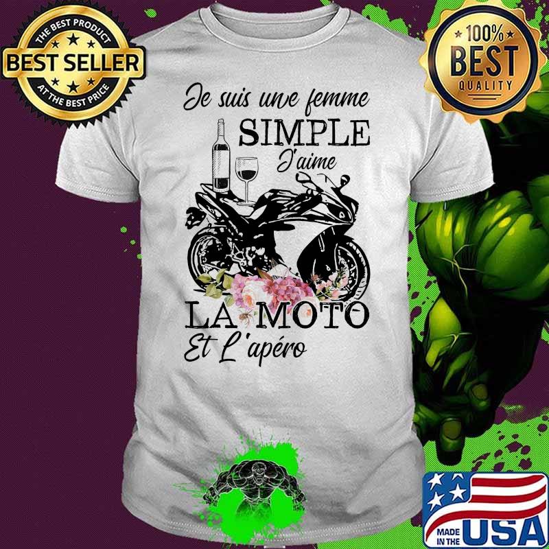 Je Suis Une Jemime Simple Jaime La Moto Et L’apero Lisa Motorcycle Flowers Shirt