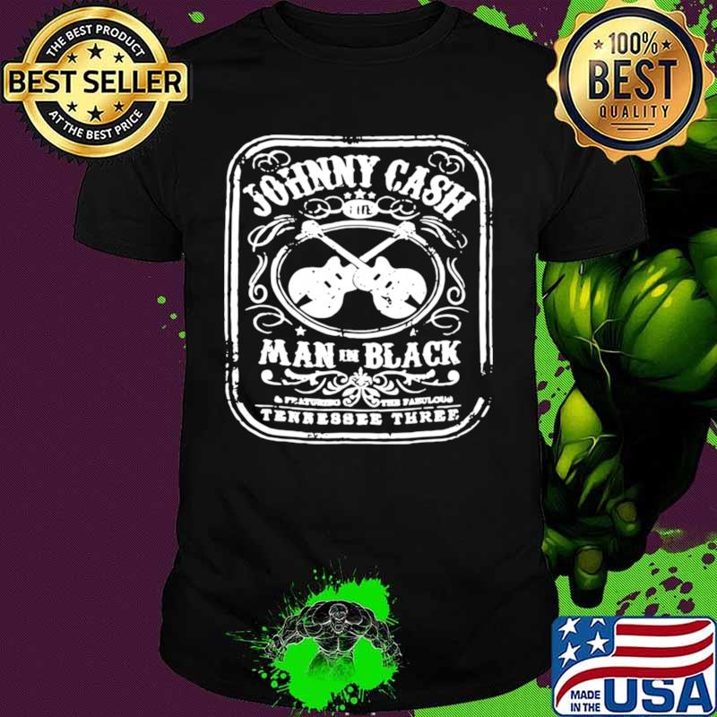 Johnny Cash man in black tennessee three guitar shirt