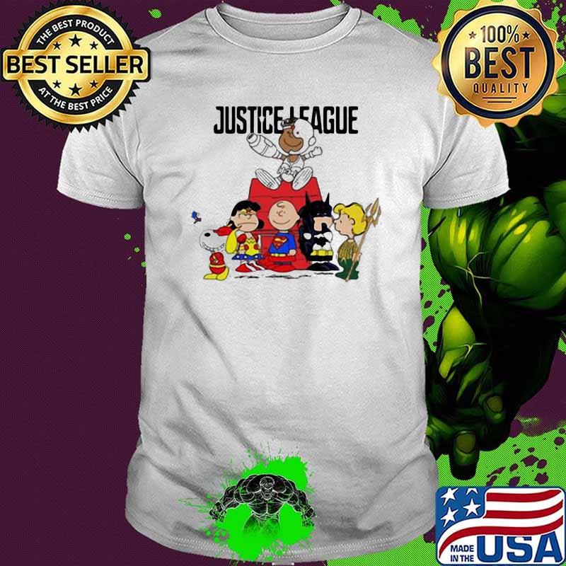 Justice League Superheroes With Peanuts Snoopy Charlie Shirt