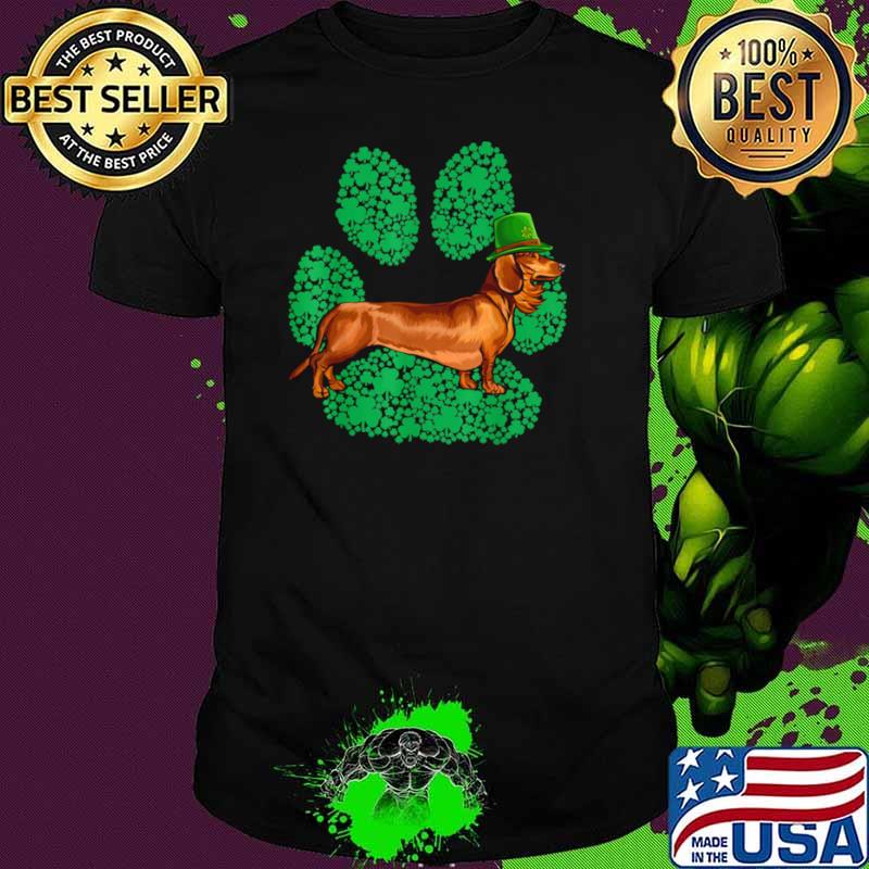 Leprechaun Brown Dachshund St Patricks Day Shamrock Paw Shirt