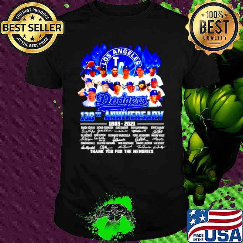 Los Angeles Dodgers 138th anniversary 1883 2021 thank you for the memories shirt