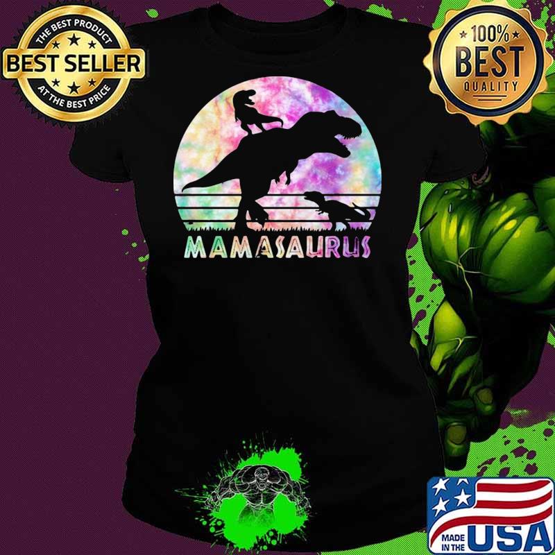 Mamasaurus Tie Dye Sunset Funny Dinosaur Mother Of 2 Kids Ladies tee Mamasaurus Tie Dye Sunset Funny Dinosaur Mother Of 2 Kids Ladies tee