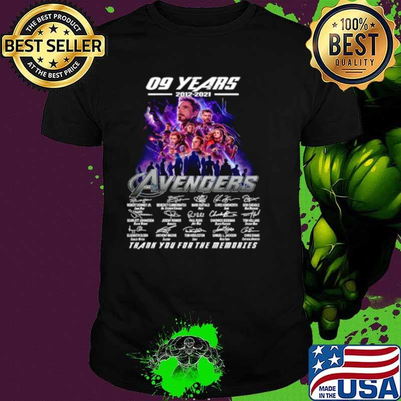 Marvel Avengers 09 Years 2012 2021 Signatures Thanks For The Memories shirt