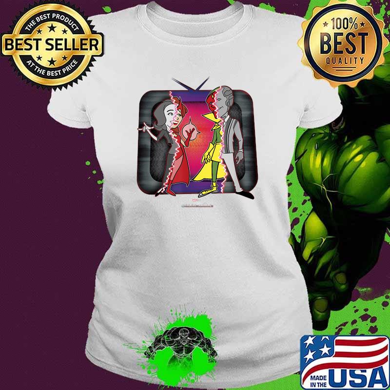 Marvel Wandavision Halloween Retro Cartoon Glitch Shirt Ladies tee Marvel Wandavision Halloween Retro Cartoon Glitch Shirt Ladies tee