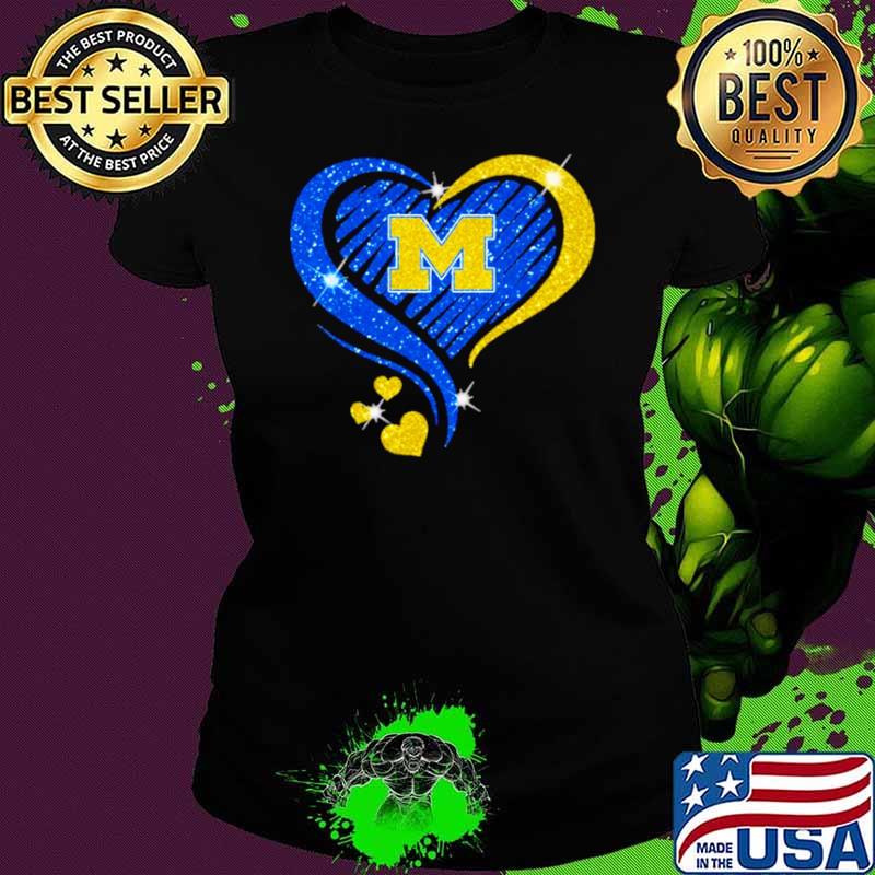 Michigan Wolverines Football Heart Diamond Shirt Ladies tee Michigan Wolverines Football Heart Diamond Shirt Ladies tee