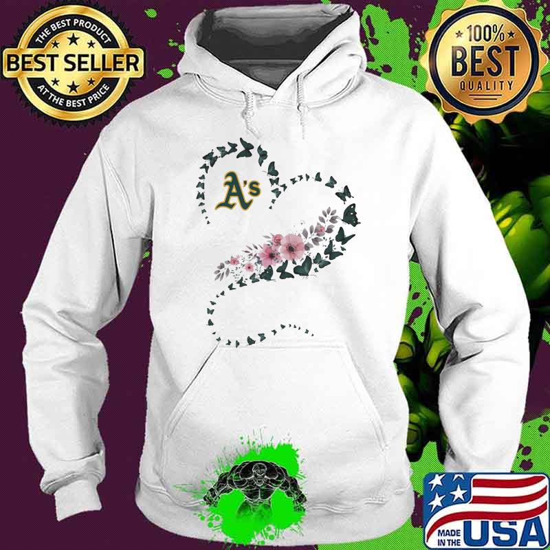 Oakland Athletics New Era Heart Butterflies Green Flowers Shirt Hoodie Oakland Athletics New Era Heart Butterflies Green Flowers Shirt Hoodie