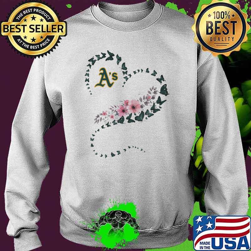 Oakland Athletics New Era Heart Butterflies Green Flowers Shirt Sweater Oakland Athletics New Era Heart Butterflies Green Flowers Shirt Sweater