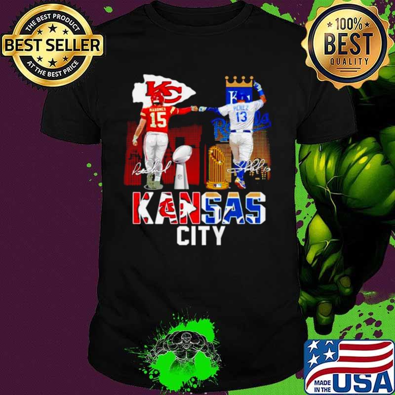 Patrick Mahomes KC Chiefs and Salvador Pérez KC Royals signature shirt