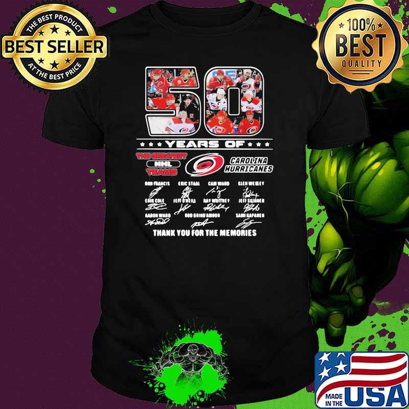 Pro 50 Years Of Carolina Hurricanes The Greatest NHL Teams Thank You For The Memories Signatures Shirt