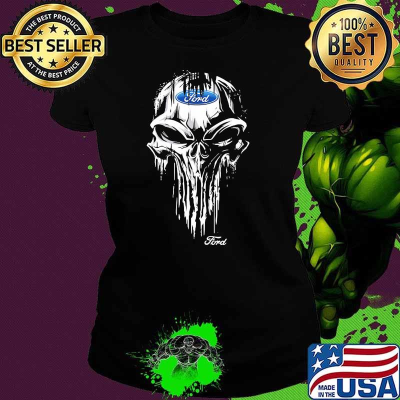 Punisher Skull With Ford Car Logo Symbol Shirt Ladies tee Punisher Skull With Ford Car Logo Symbol Shirt Ladies tee