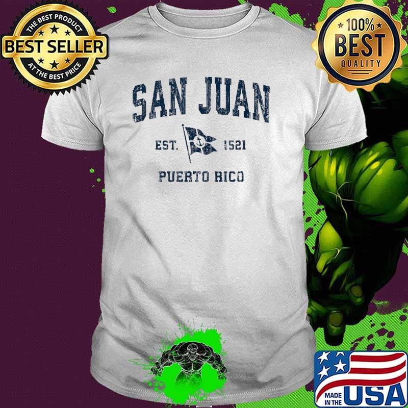 San Juan PR Sports Navy Boat Anchor Flag Shirt San Juan PR Sports Navy Boat Anchor Flag Shirt