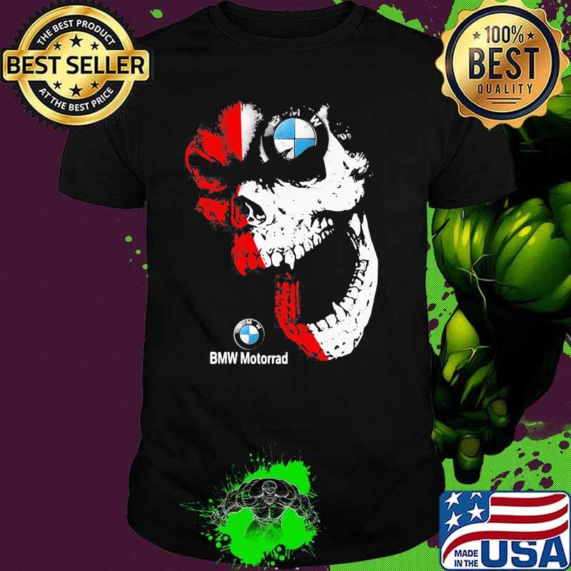 Skull Red White With Bmw Motorrad Logo Shirt