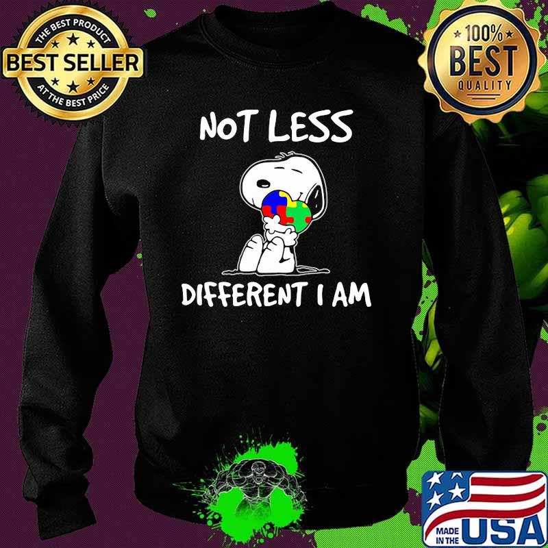 Snoopy Hug Heart Autism Awareness Not Less Different I Am Shirt Sweater Snoopy Hug Heart Autism Awareness Not Less Different I Am Shirt Sweater