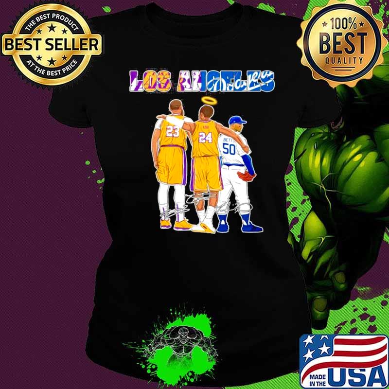 The Los Angeles Sports 23 Lebron James 24 Kobe Bryant And 50 Betts Signatures Ladies tee The Los Angeles Sports 23 Lebron James 24 Kobe Bryant And 50 Betts Signatures Ladies tee