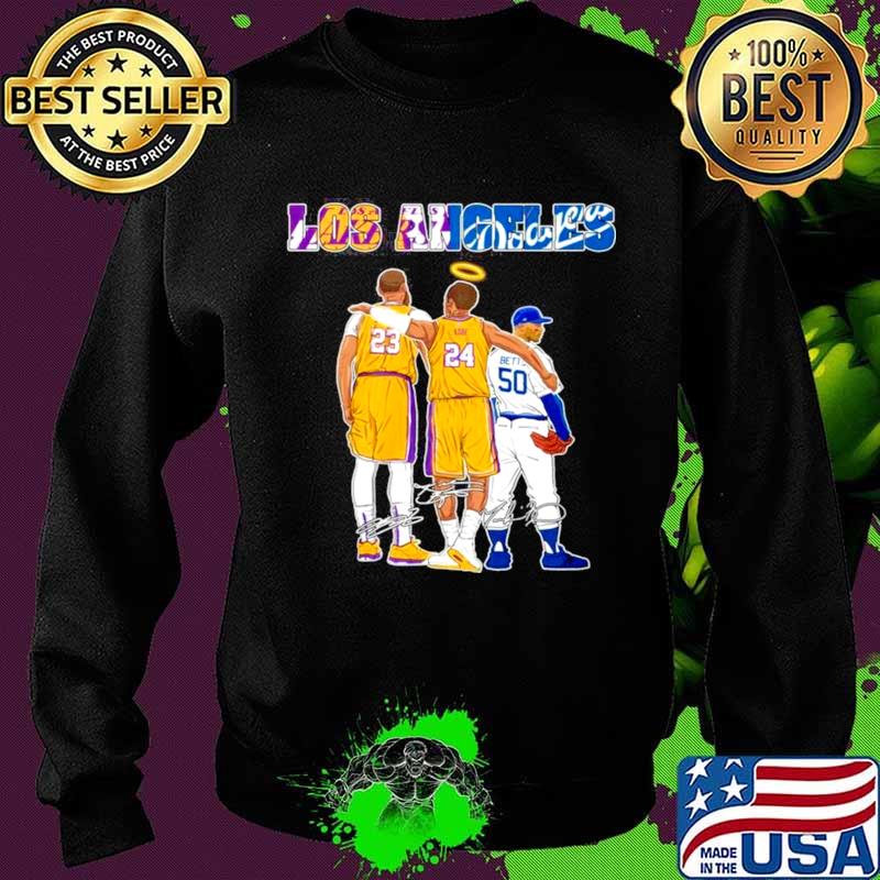 The Los Angeles Sports 23 Lebron James 24 Kobe Bryant And 50 Betts Signatures Sweater The Los Angeles Sports 23 Lebron James 24 Kobe Bryant And 50 Betts Signatures Sweater