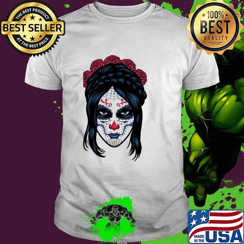 The Women Evil Spider Flower Rose Day Of The Dead Shirt
