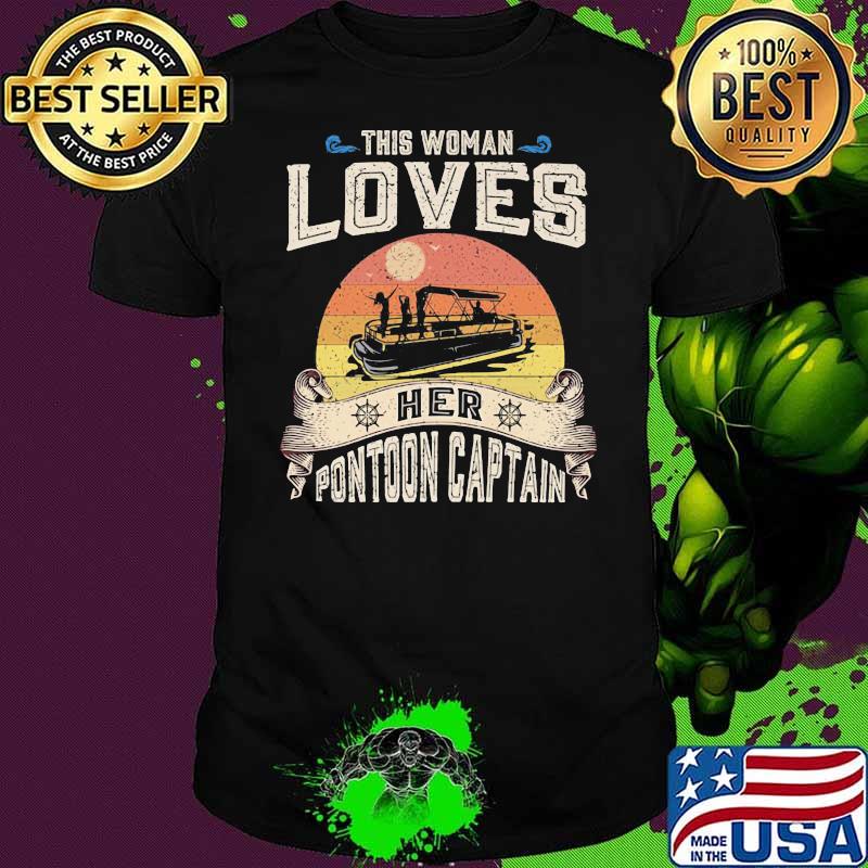 This woman loves her pontoon captain vintage sunset shirt