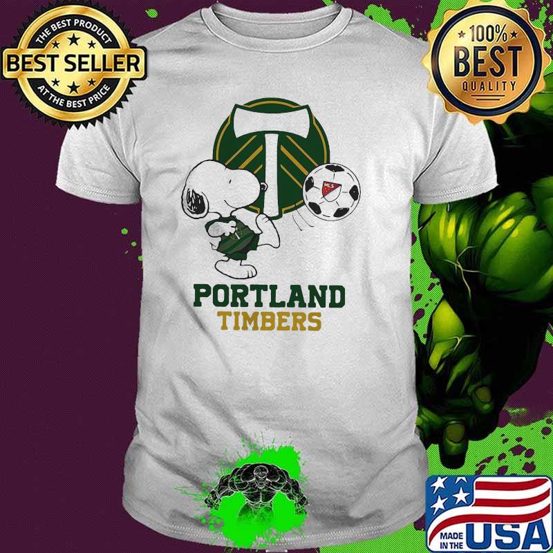 Top Snoopy Playing Soccer Portland Timbers Shirt