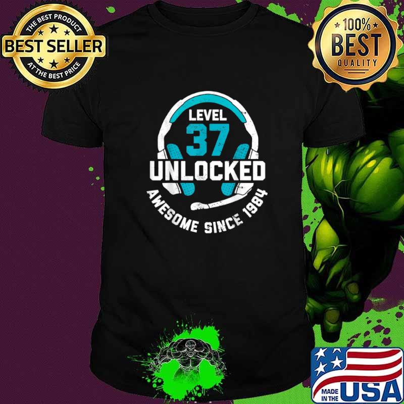 37th Birthday Gift Level 37 Unlocked Awesome Since 1984 Shirt