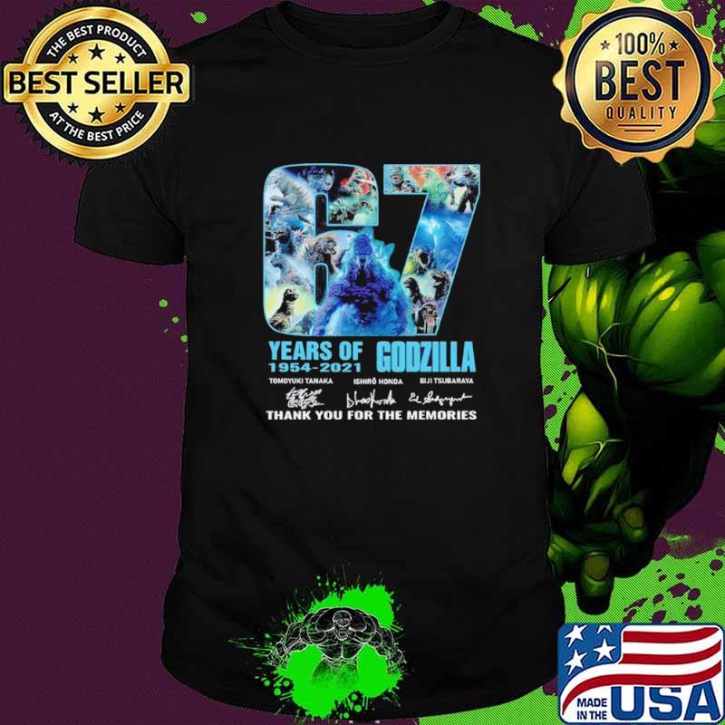 67 years 1954 2021 godzilla tomoyuki tanaka ishiro honda eiji tsubaraya thank you for the memories shirt