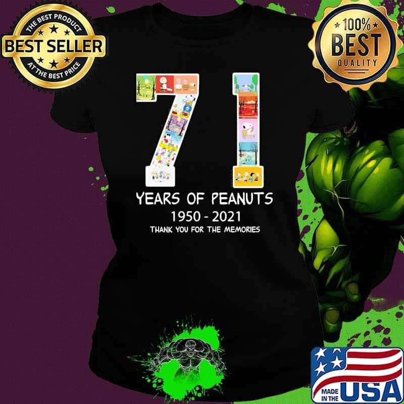 71 Years Of Peanuts 1950 2021 Thank You For The Memories Shirt Ladies tee 71 Years Of Peanuts 1950 2021 Thank You For The Memories Shirt Ladies tee