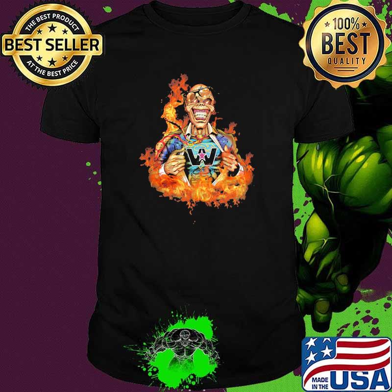 Skull Fire With Western Star Trucks Logo Shirt