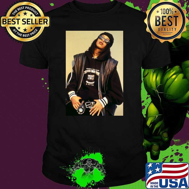 Aaliyah Black Leather Active Hip Hop Shirt